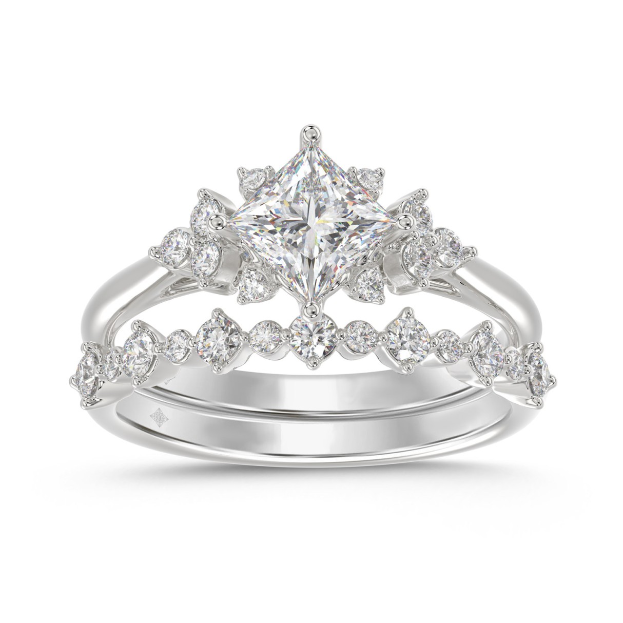 14K WHITE GOLD 1 1/2CT ROUND DIAMOND BRIDAL SET (C...