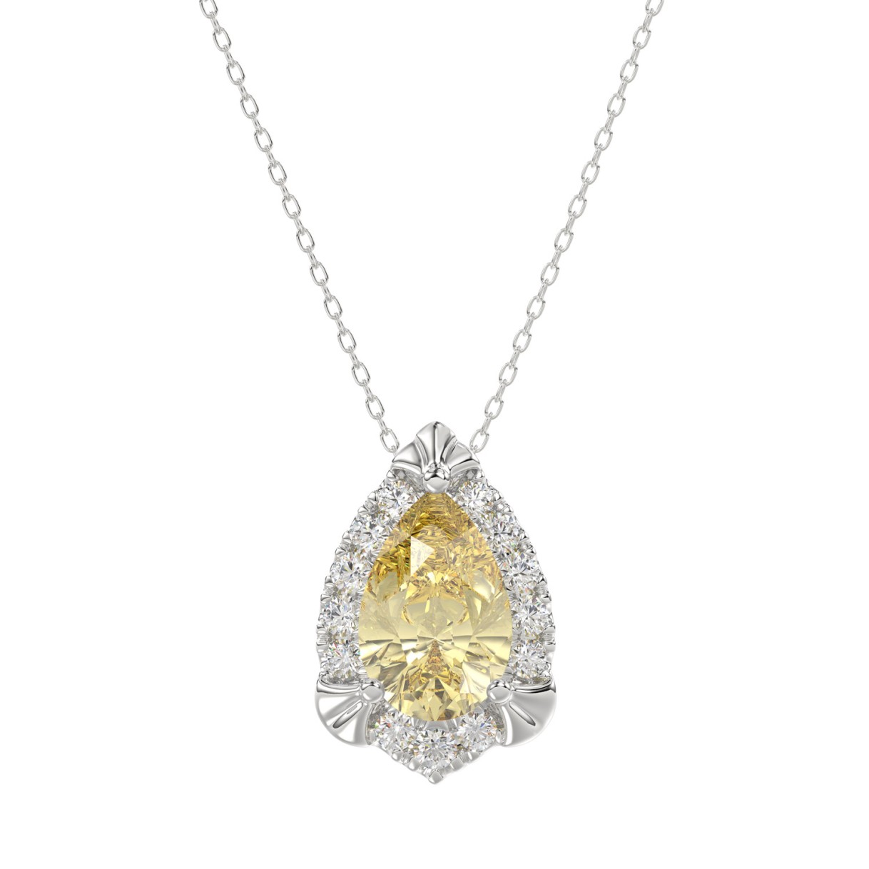 14K WHITE GOLD 2 1/4CT ROUND/PEAR DIAMOND LADIES PENDANT WITH CHAIN