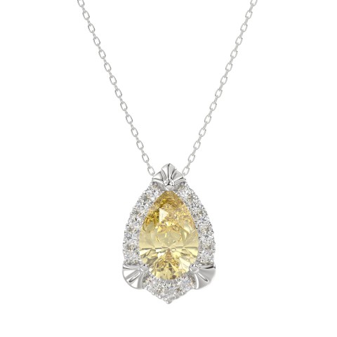 14K WHITE GOLD 2 1/4CT ROUND/PEAR DIAMOND LADIES PENDANT WITH CHAIN