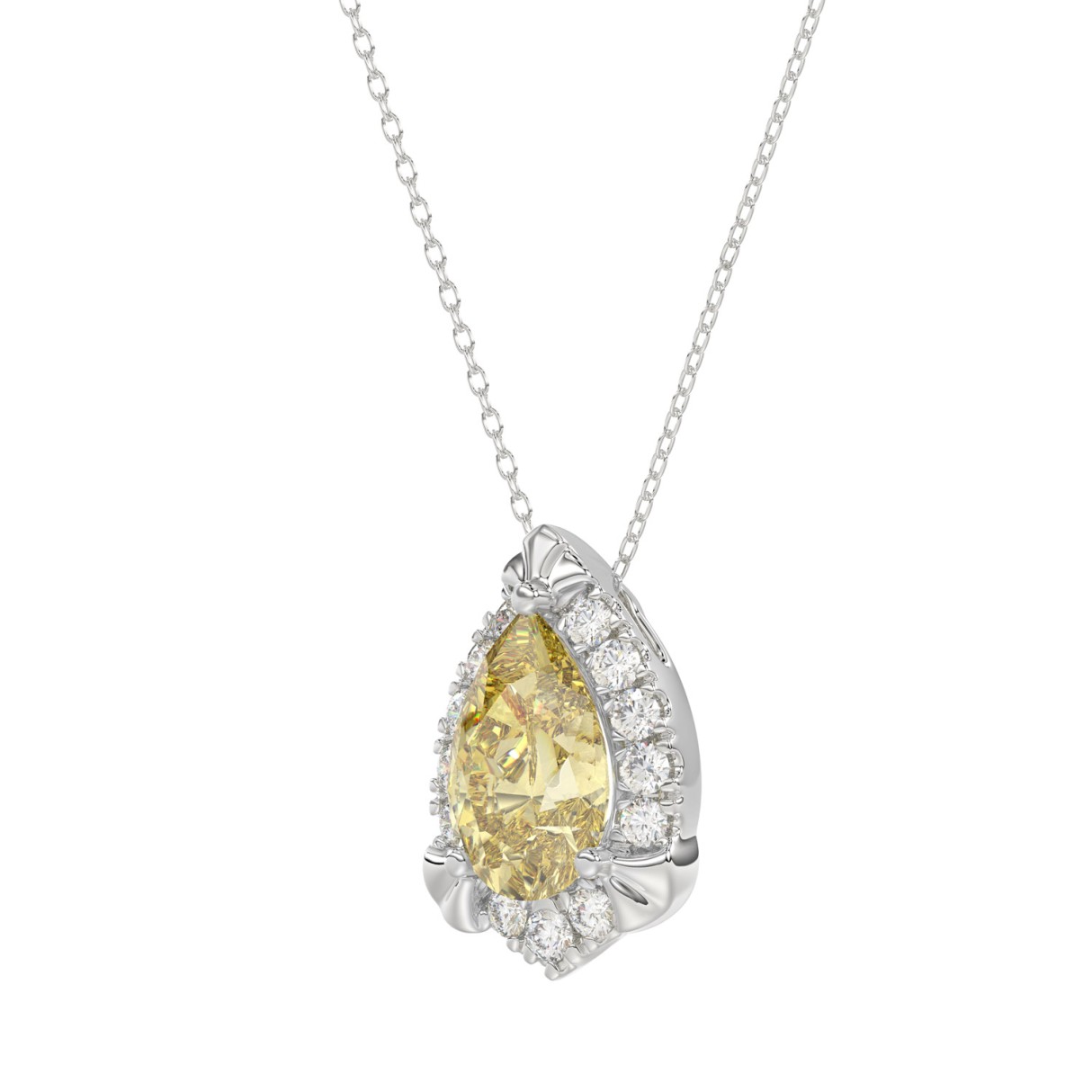 14K WHITE GOLD 2 1/4CT ROUND/PEAR DIAMOND LADIES PENDANT WITH CHAIN
