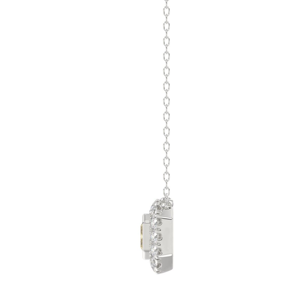 14K WHITE GOLD 1 1/4CT ROUND/YELLOW RADIANT DIAMOND LADIES PENDANT WITH CHAIN