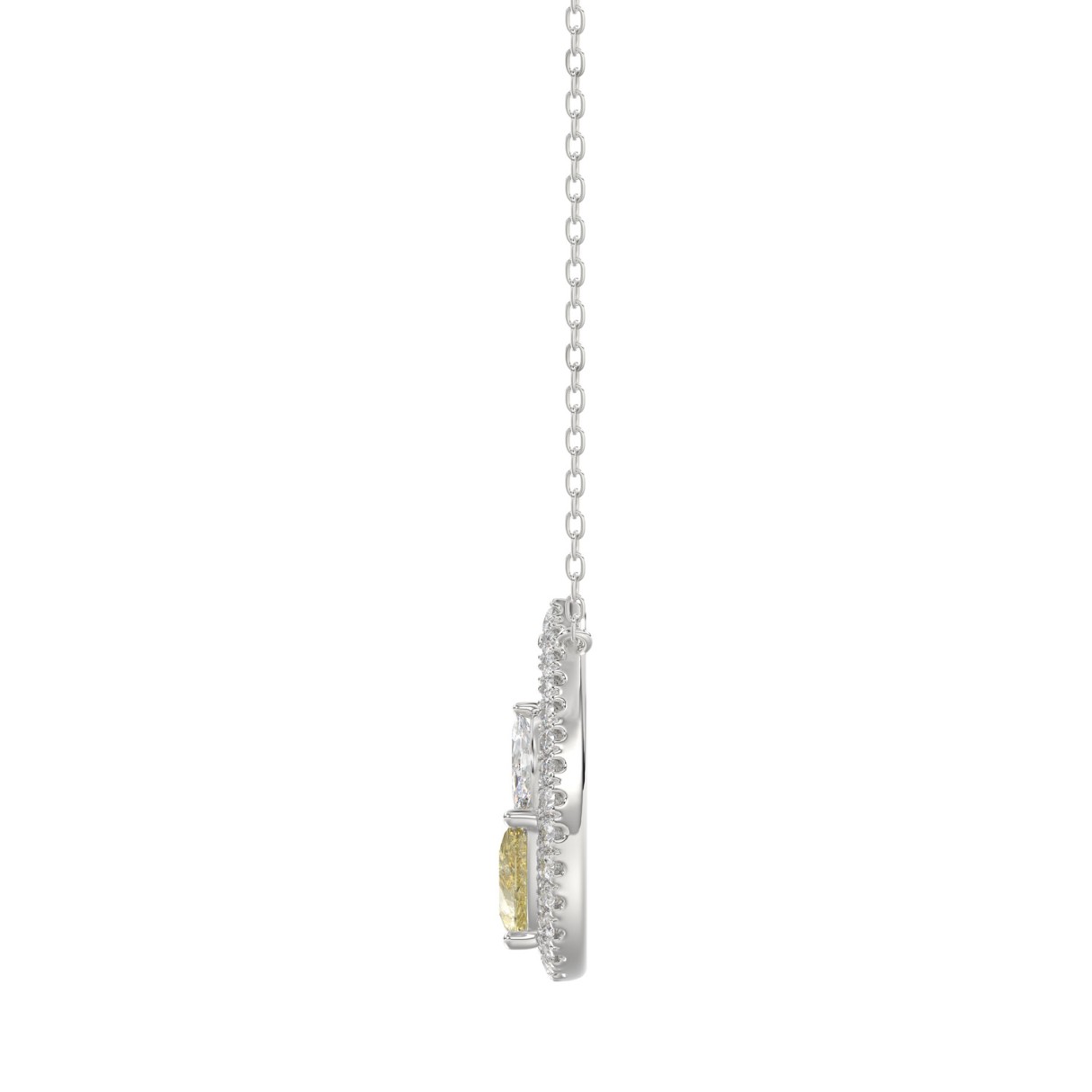 14K WHITE GOLD 1 1/2CT ROUND/PEAR/MARQUISE DIAMOND LADIES PENDANT WITH CHAIN