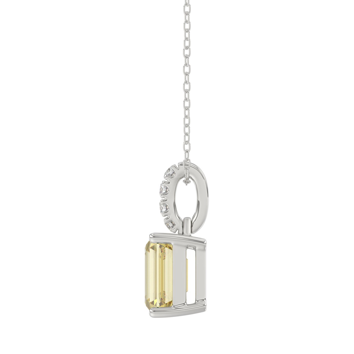 14K WHITE GOLD 1 1/3CT ROUND/YELLOW RADIANT DIAMOND LADIES PENDANT WITH CHAIN