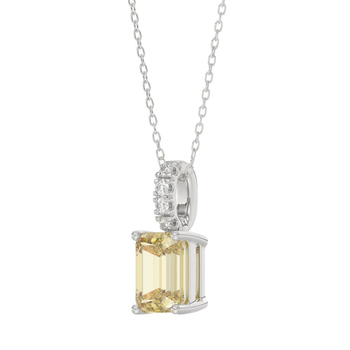14K WHITE GOLD 1 1/3CT ROUND/YELLOW RADIANT DIAMOND LADIES PENDANT WITH CHAIN