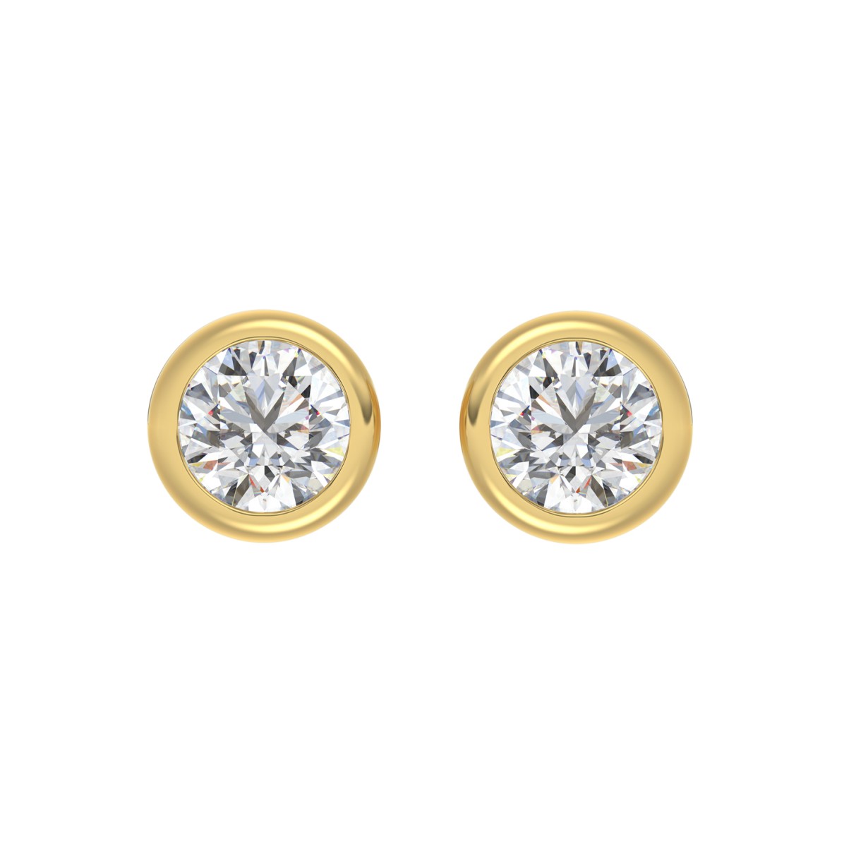 14K YELLOW GOLD 3 1/2CT ROUND DIAMOND LADIES SOLITAIRE EARRINGS