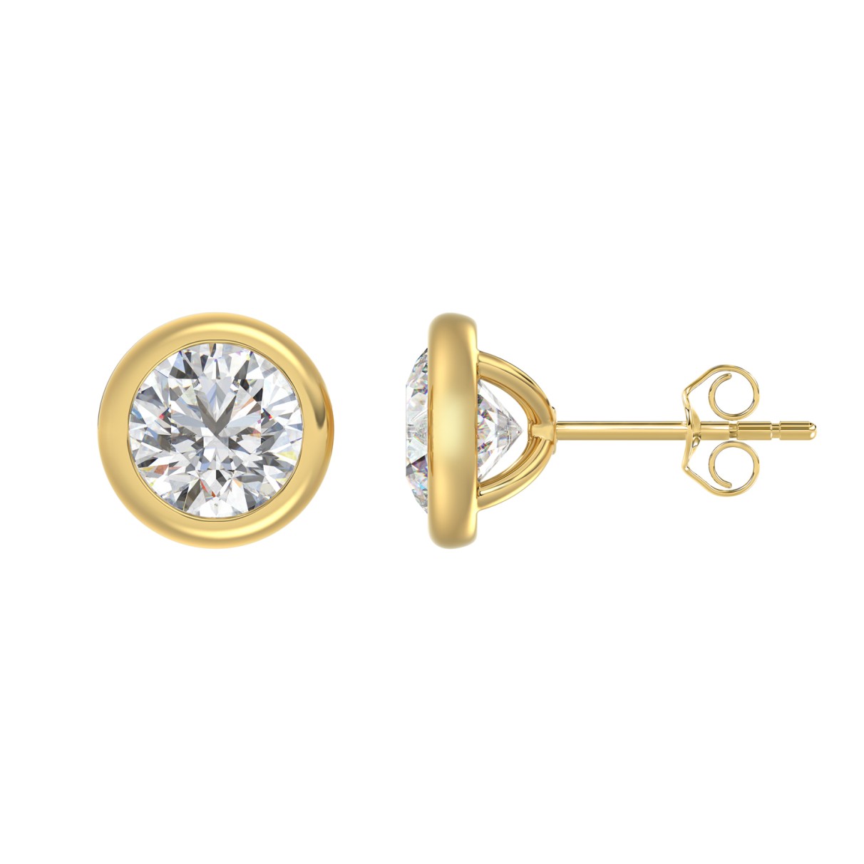 14K YELLOW GOLD 3 1/2CT ROUND DIAMOND LADIES SOLITAIRE EARRINGS