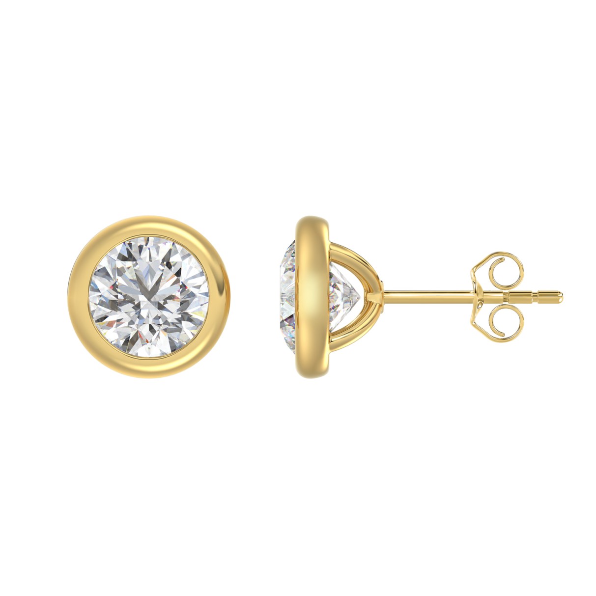 14K YELLOW GOLD 3 1/2CT ROUND DIAMOND LADIES SOLITAIRE EARRINGS