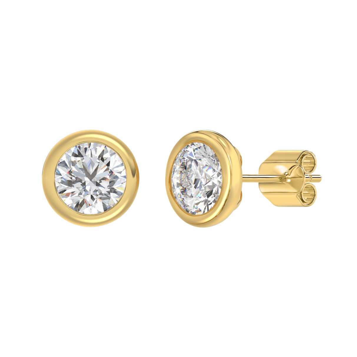 14K YELLOW GOLD 3 1/2CT ROUND DIAMOND LADIES SOLITAIRE EARRINGS