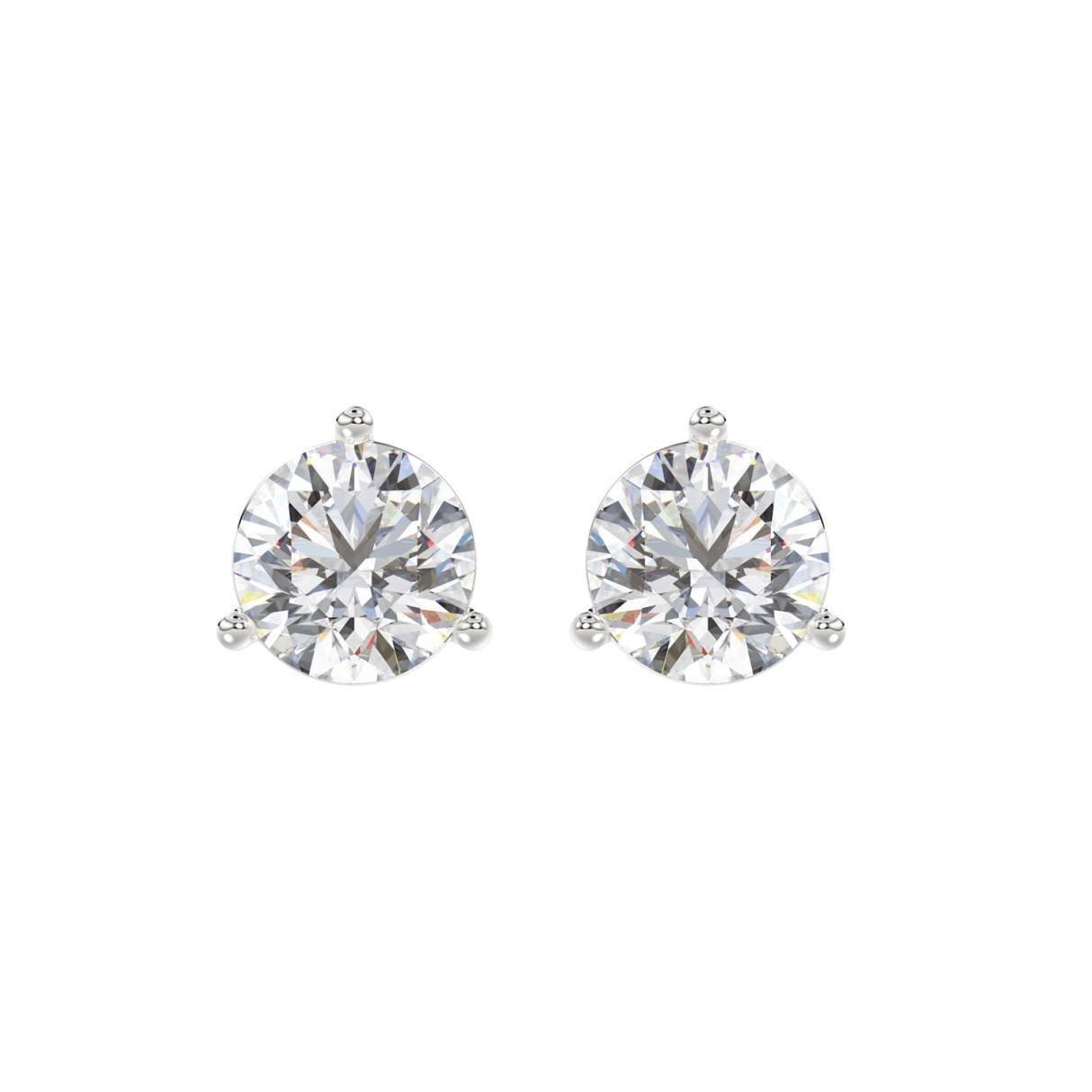 14K WHITE GOLD 4.00CT ROUND DIAMOND STUD EARRINGS...