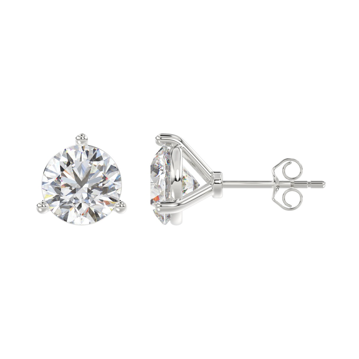 14K WHITE GOLD 4.00CT ROUND DIAMOND STUD EARRINGS