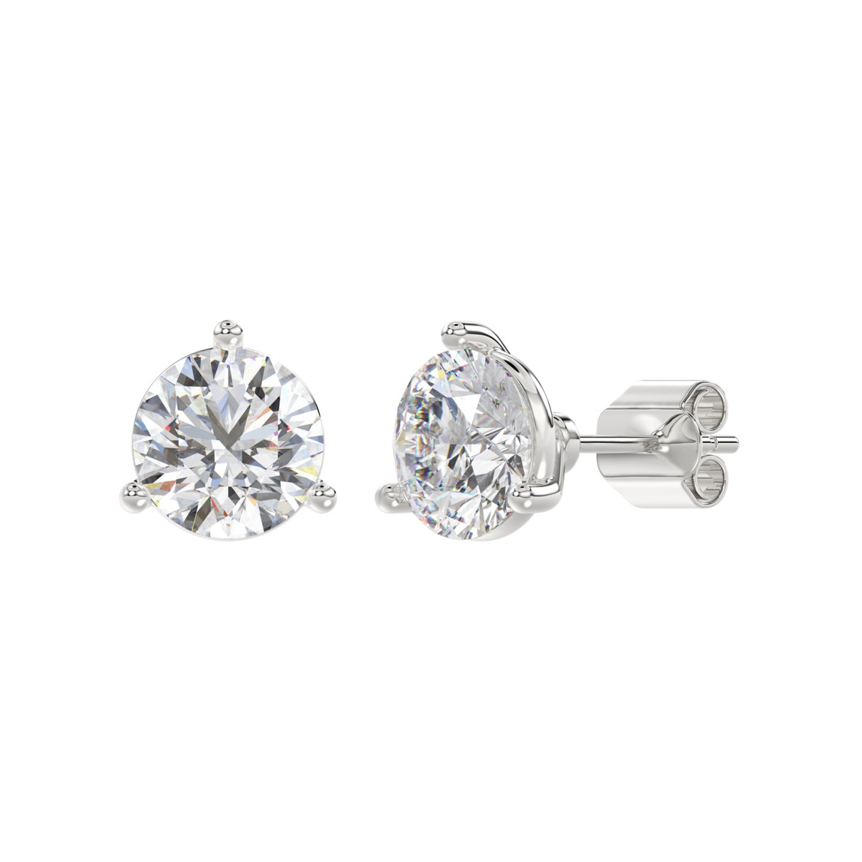 14K WHITE GOLD 4.00CT ROUND DIAMOND STUD EARRINGS