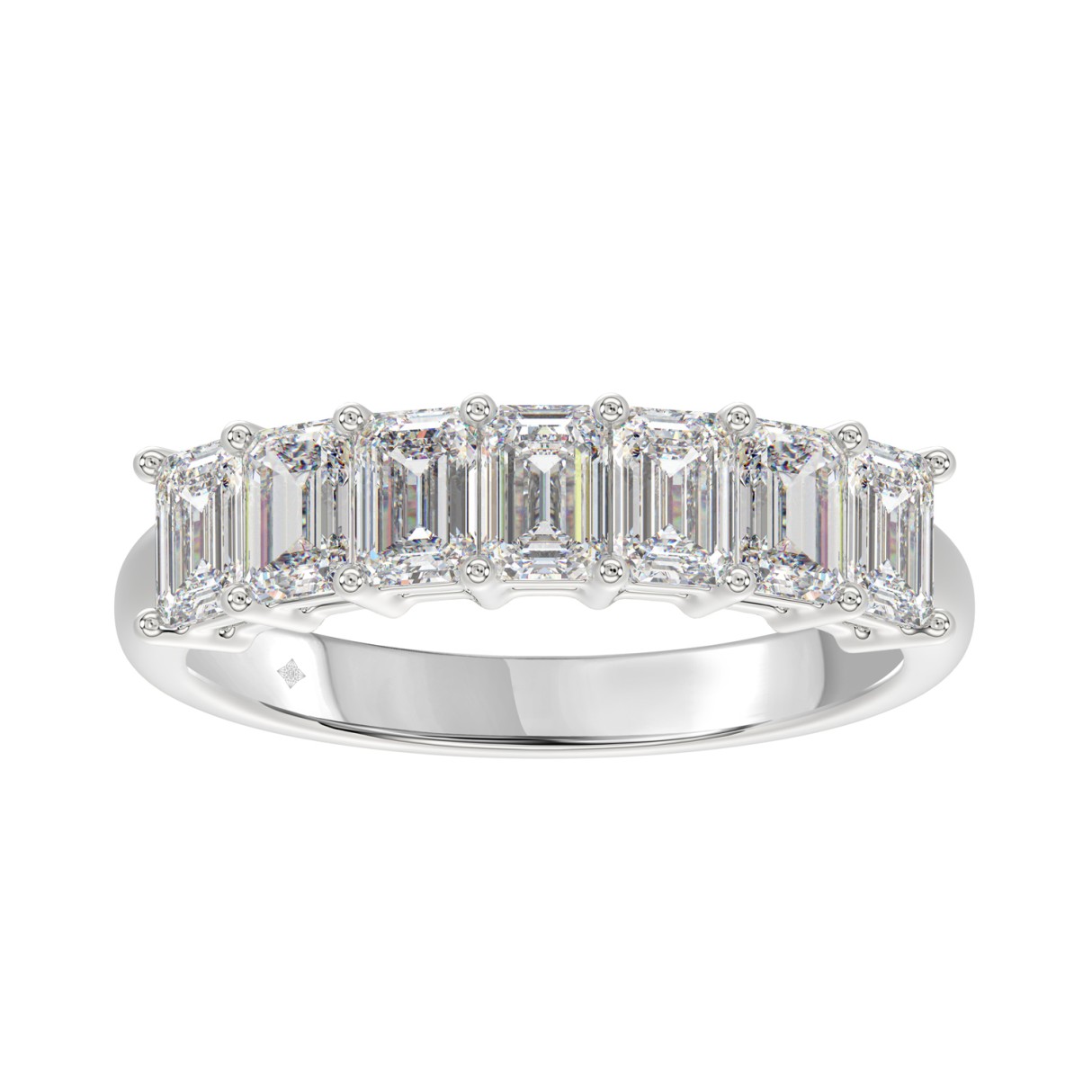 14K WHITE GOLD 1 3/8CT EMERALD DIAMOND LADIES BAND...