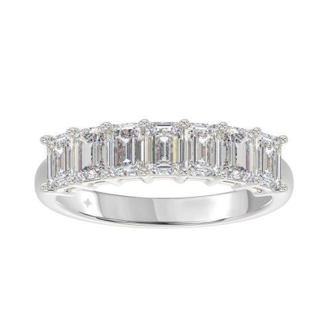 14K WHITE GOLD 1 3/8CT EMERALD DIAMOND LADIES BAND