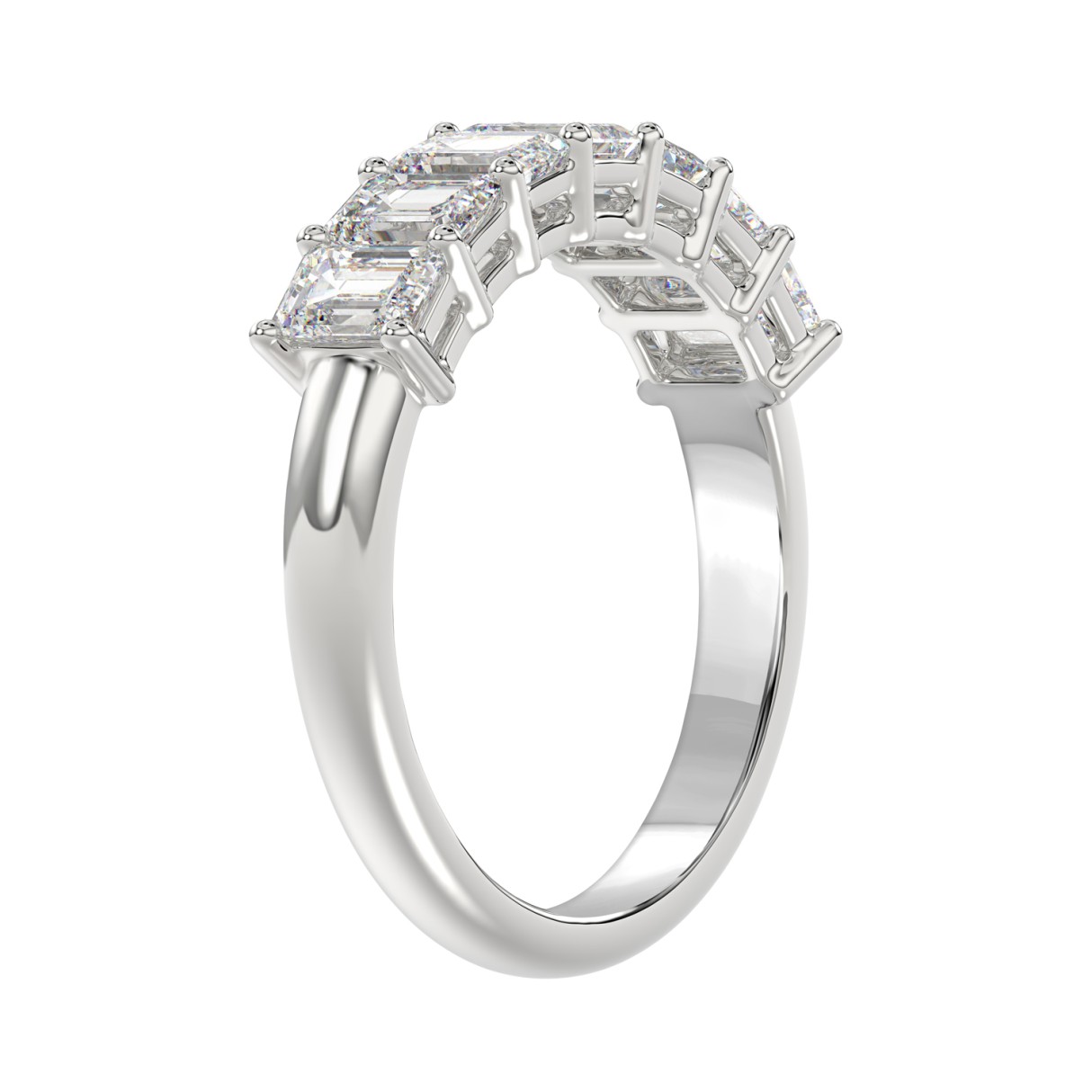 14K WHITE GOLD 1 3/8CT EMERALD DIAMOND LADIES BAND