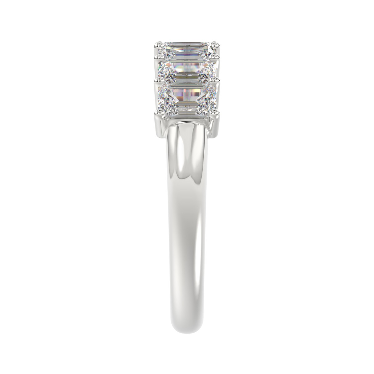 14K WHITE GOLD 1 3/8CT EMERALD DIAMOND LADIES BAND