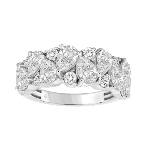 10K WHITE GOLD 3.00CT ROUND/PEAR DIAMOND LADIES RING