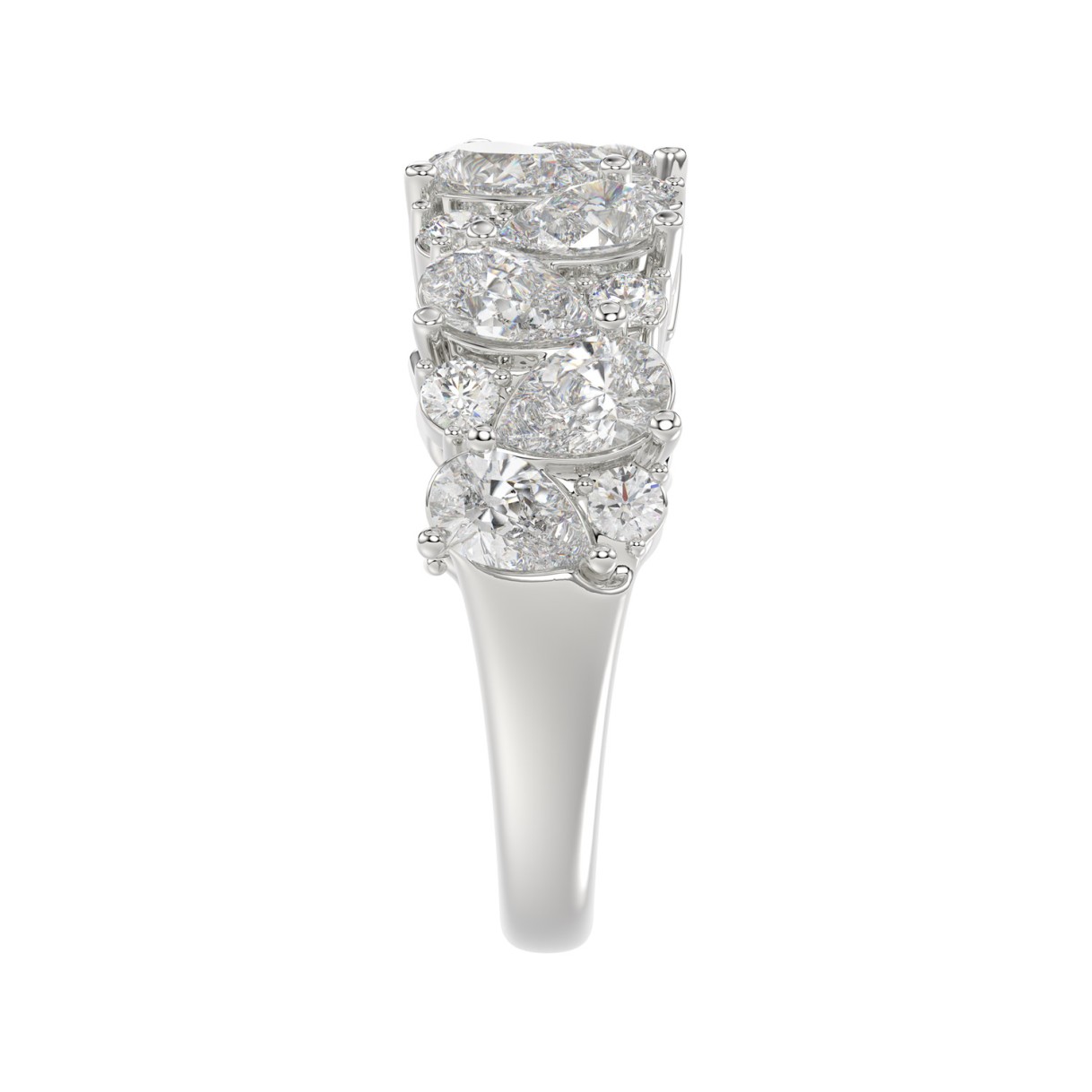 10K WHITE GOLD 3.00CT ROUND/PEAR DIAMOND LADIES RING