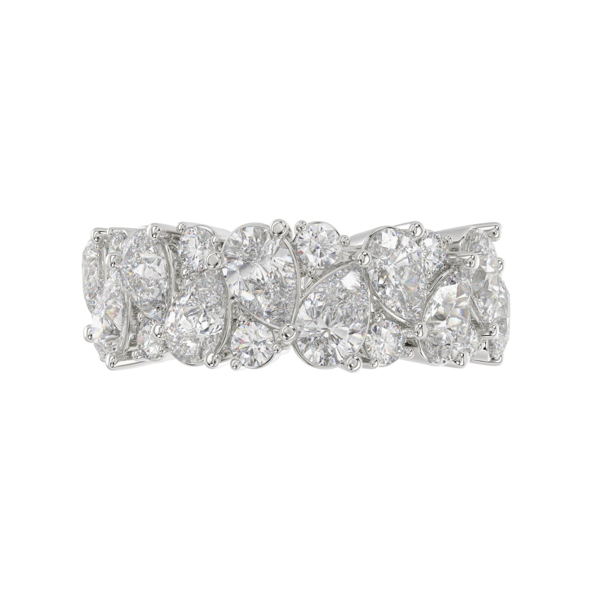 10K WHITE GOLD 3.00CT ROUND/PEAR DIAMOND LADIES RING