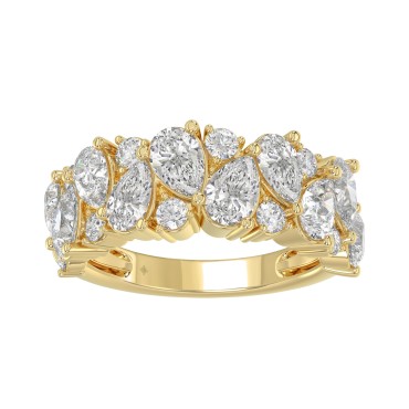 10K YELLOW GOLD 3.00CT ROUND/PEAR DIAMOND LADIES RING