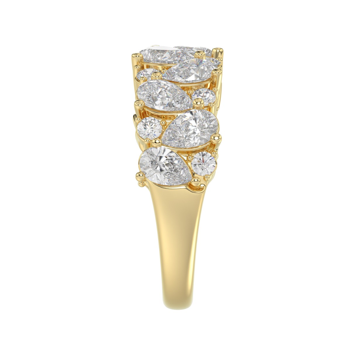 10K YELLOW GOLD 3.00CT ROUND/PEAR DIAMOND LADIES RING