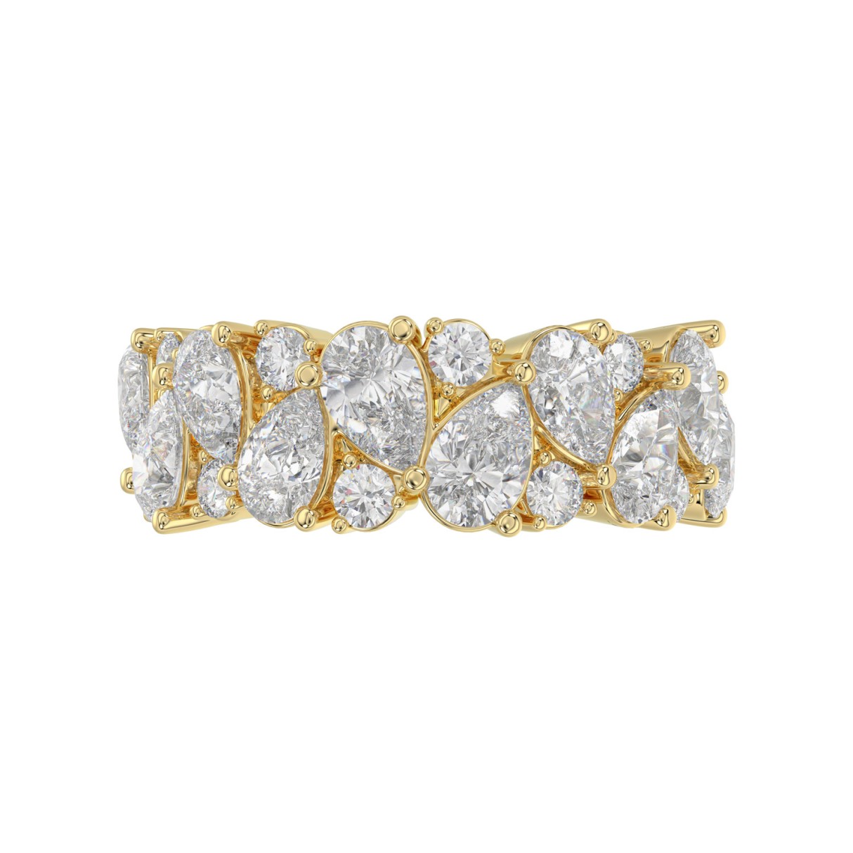 10K YELLOW GOLD 3.00CT ROUND/PEAR DIAMOND LADIES RING