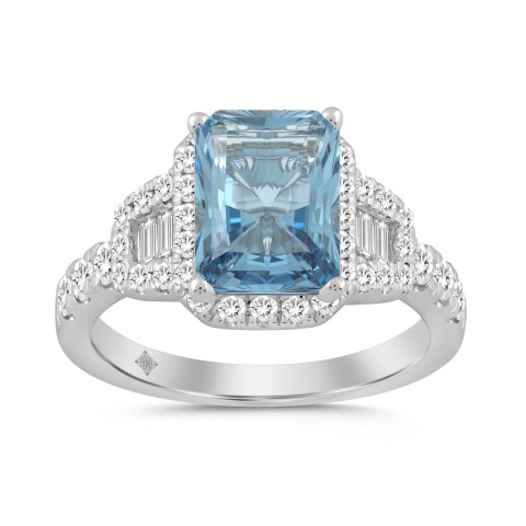 14K WHITE GOLD 2 3/4CT ROUND/BAGUETTE/RADIANT DIAMOND LADIES RING (CENTER STONE RADIANT DIAMOND 2.00CT)