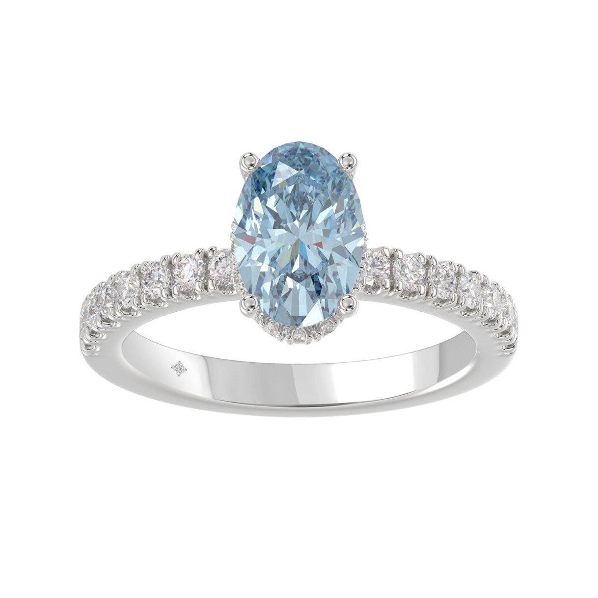 14K WHITE GOLD 2 1/2CT ROUND/OVAL DIAMOND LADIES R...