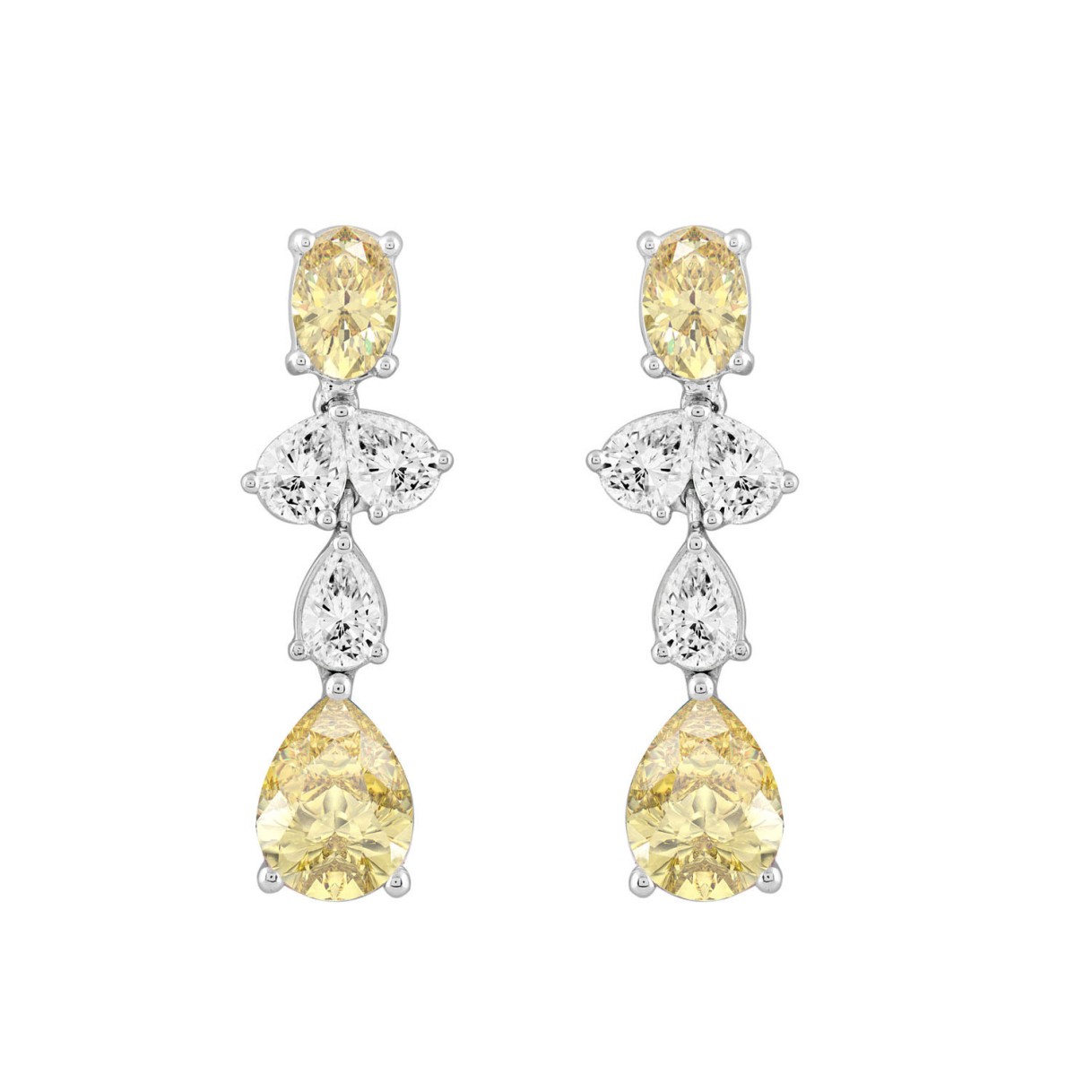 14K WHITE GOLD 3 1/2CT OVAL/PEAR DIAMOND LADIES EA...