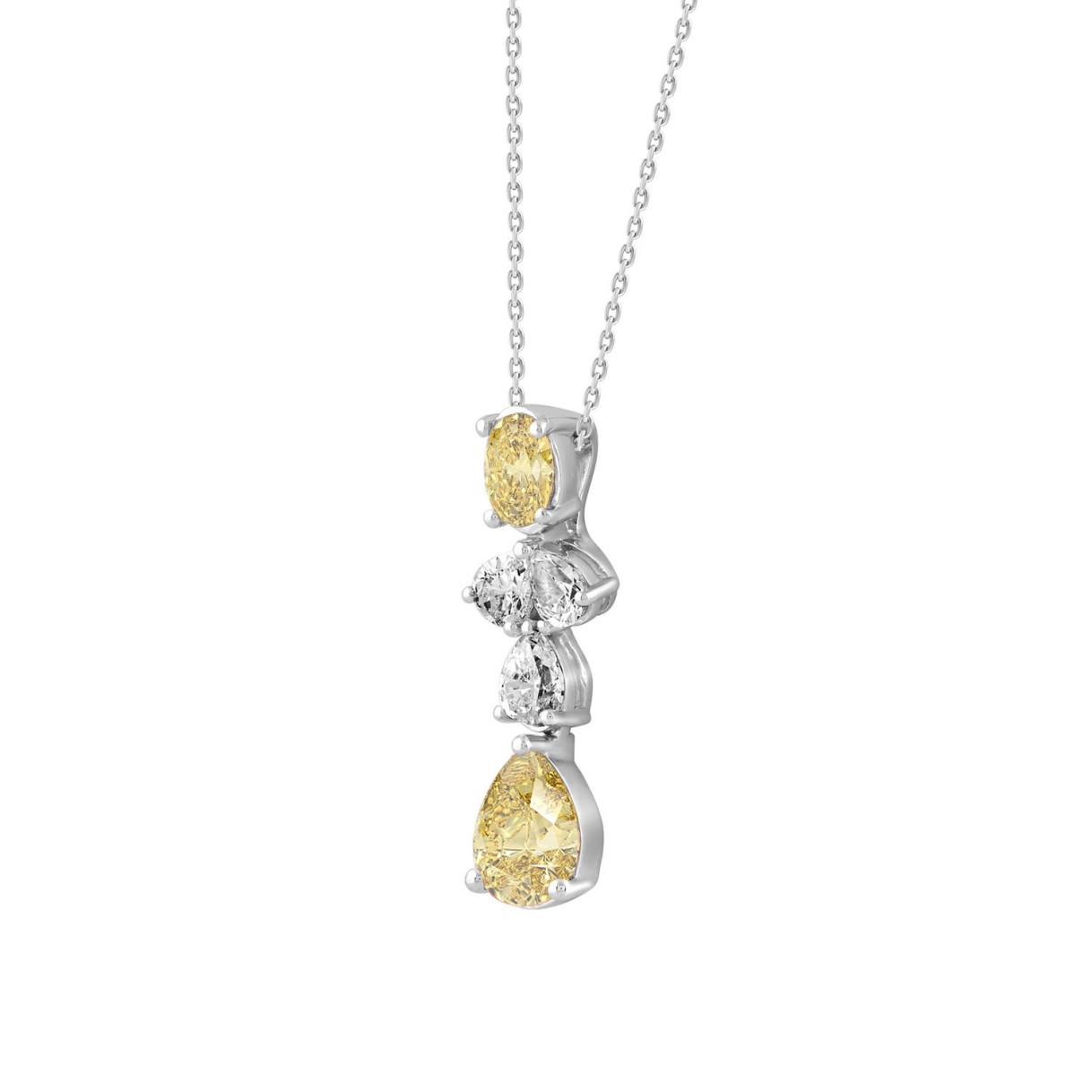 14K WHITE GOLD 2.00CT PEAR/OVAL DIAMOND LADIES PENDANT WITH CHAIN (PEAR PINK 1.00CT/OVAL DIAMOND 1/2CT)