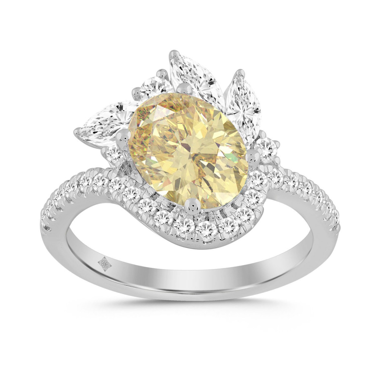 14K WHITE GOLD 2 1/4CT ROUND/MARQUISE/OVAL DIAMOND...