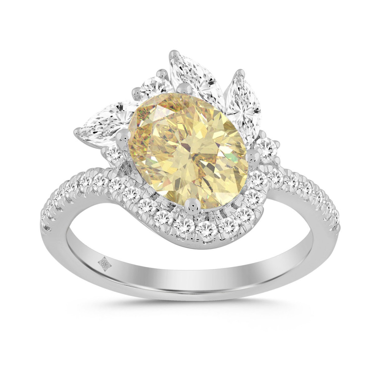 14K WHITE GOLD 2 1/4CT ROUND/MARQUISE/OVAL DIAMOND...