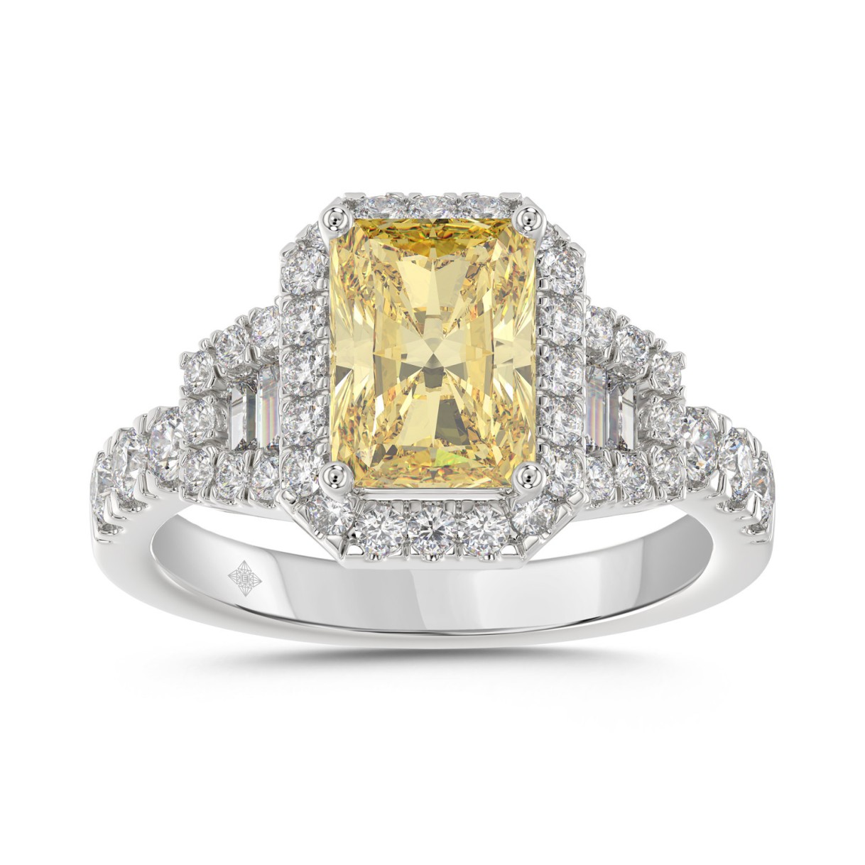 14K WHITE GOLD 2 3/4CT ROUND/BAGUETTE/RADIANT DIAM...