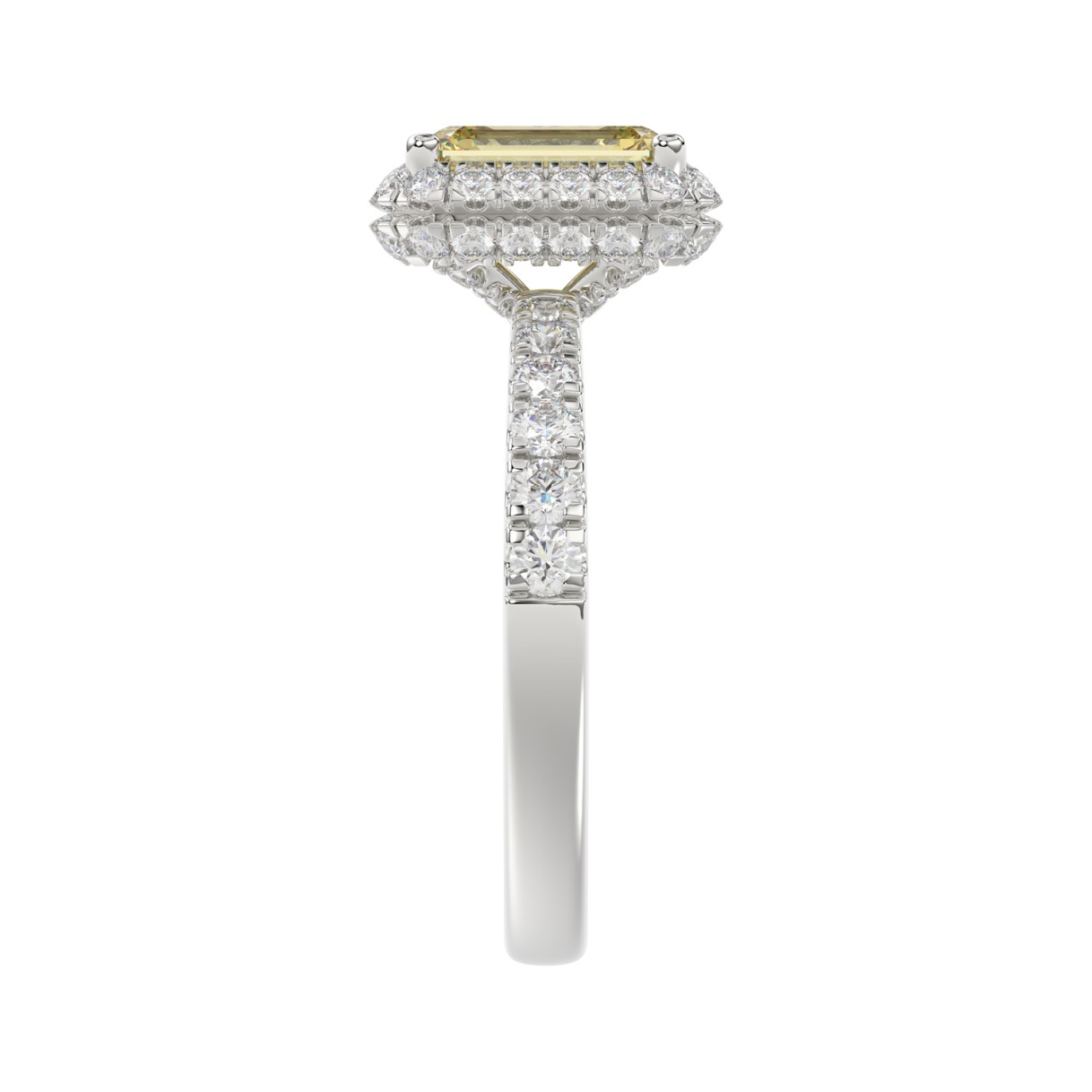 14K WHITE GOLD 1.00CT ROUND/YELLOW RADIANT DIAMOND LADIES RING (CENTER STONE YELLOW RADIANT DIAMOND 3.00CT)