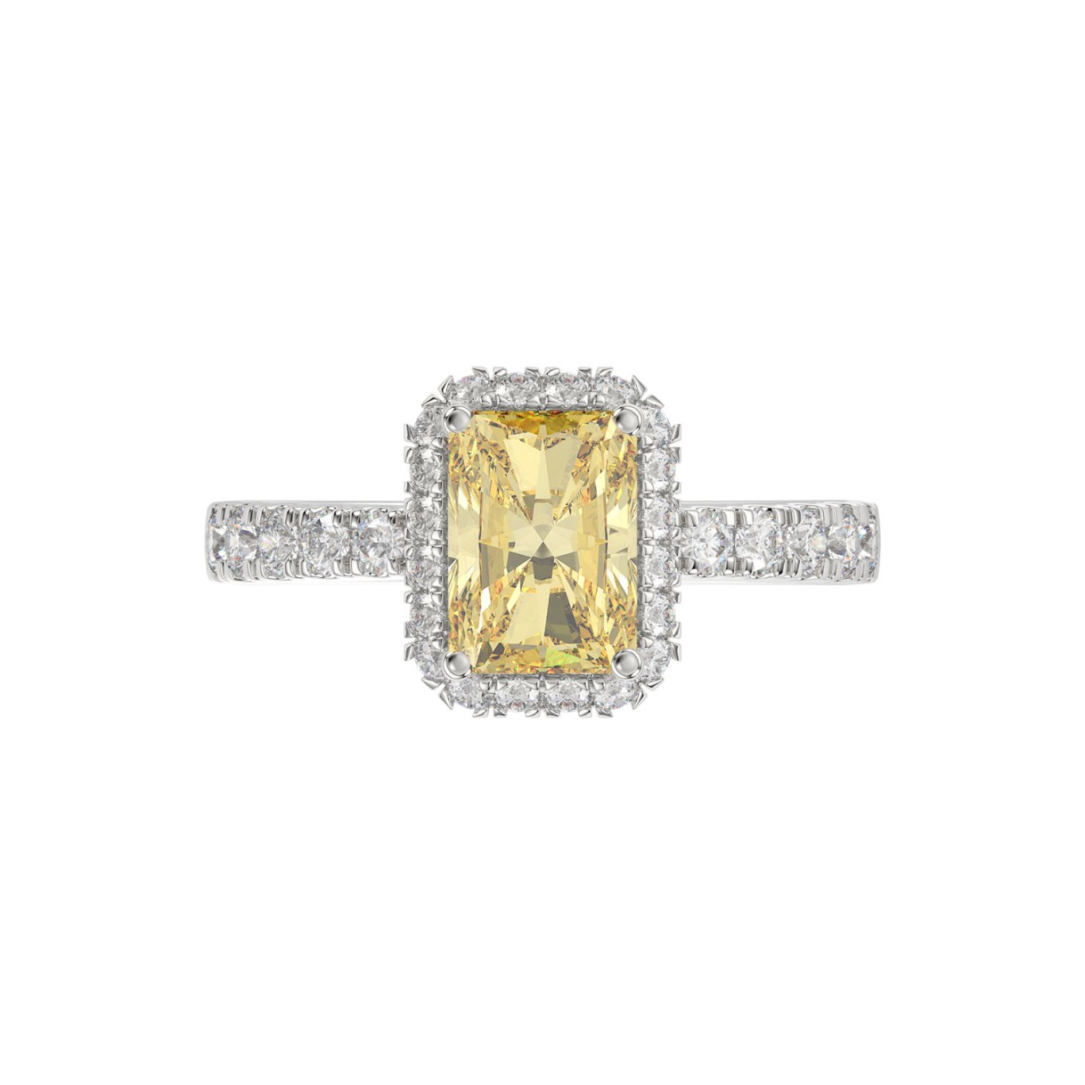 14K WHITE GOLD 1.00CT ROUND/YELLOW RADIANT DIAMOND LADIES RING (CENTER STONE YELLOW RADIANT DIAMOND 3.00CT)