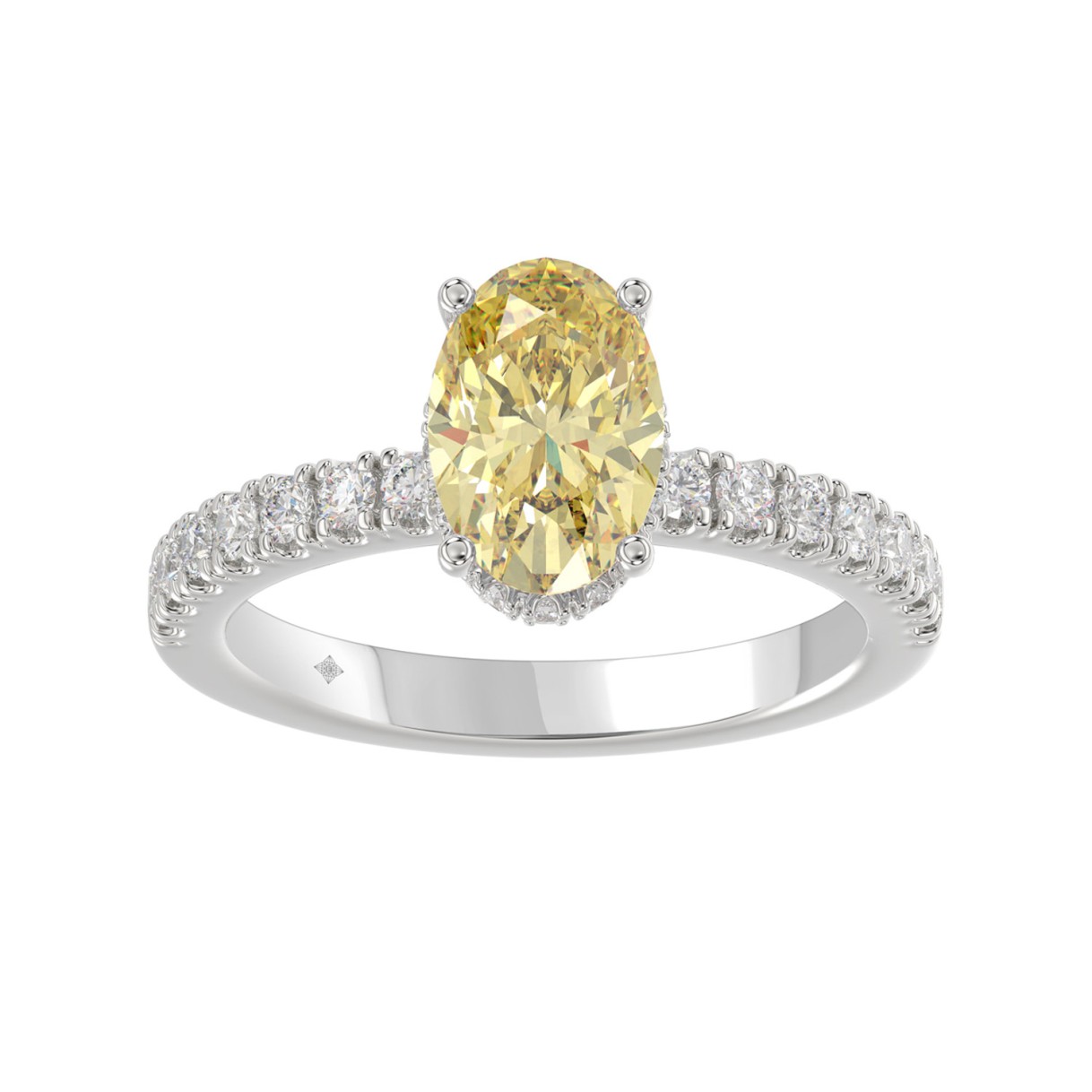14K WHITE GOLD 2 1/2CT ROUND/YELLOW OVAL DIAMOND LADIES RING (CENTER STONE 2.00CT) 