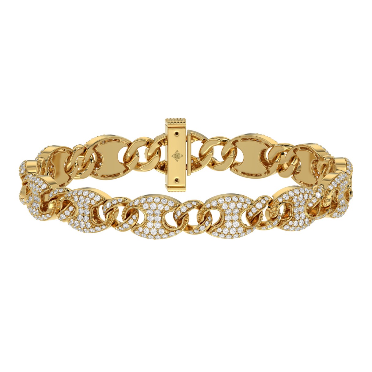 10K YELLOW GOLD 3 1/2CT ROUND DIAMOND MEN'S BRACEL...