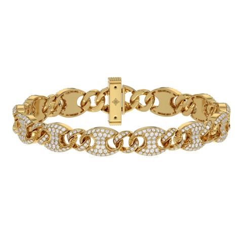 10K YELLOW GOLD 3 1/2CT ROUND DIAMOND MEN'S BRACELET