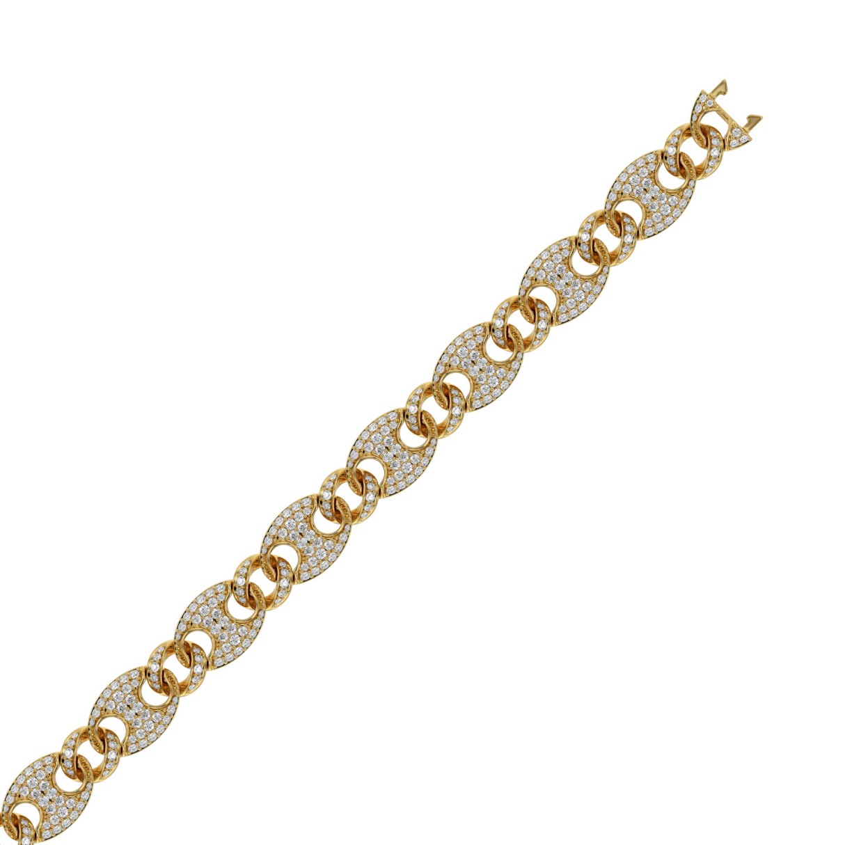 10K YELLOW GOLD 3 1/2CT ROUND DIAMOND MEN'S BRACELET
