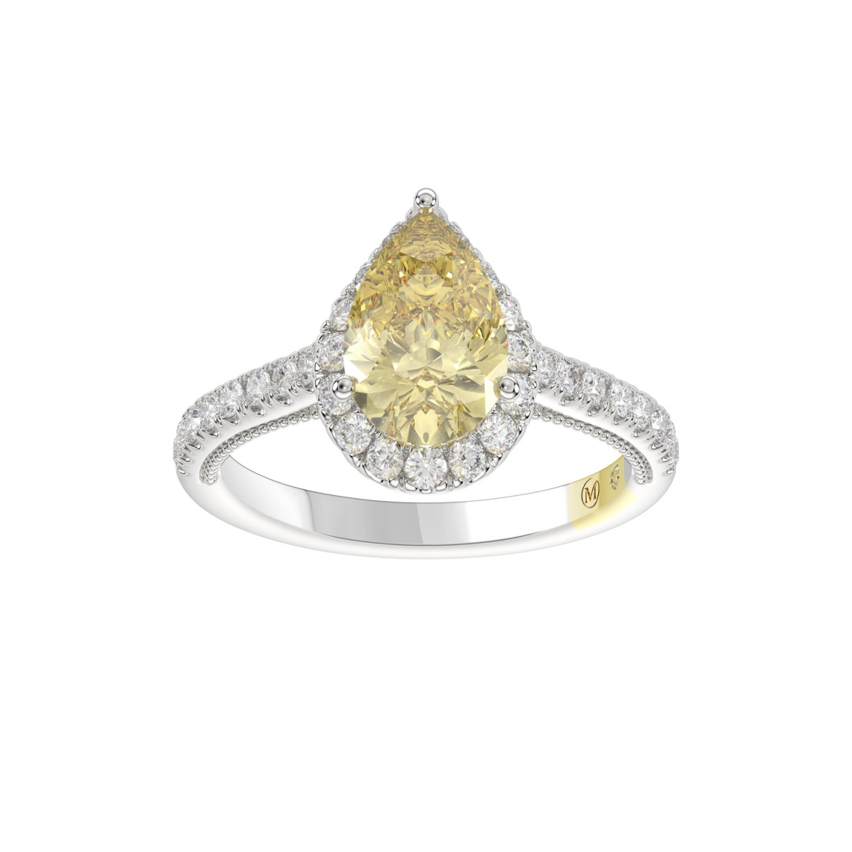 14K WHITE GOLD 2 1/2CT ROUND/PEAR DIMAOND LADIES R...