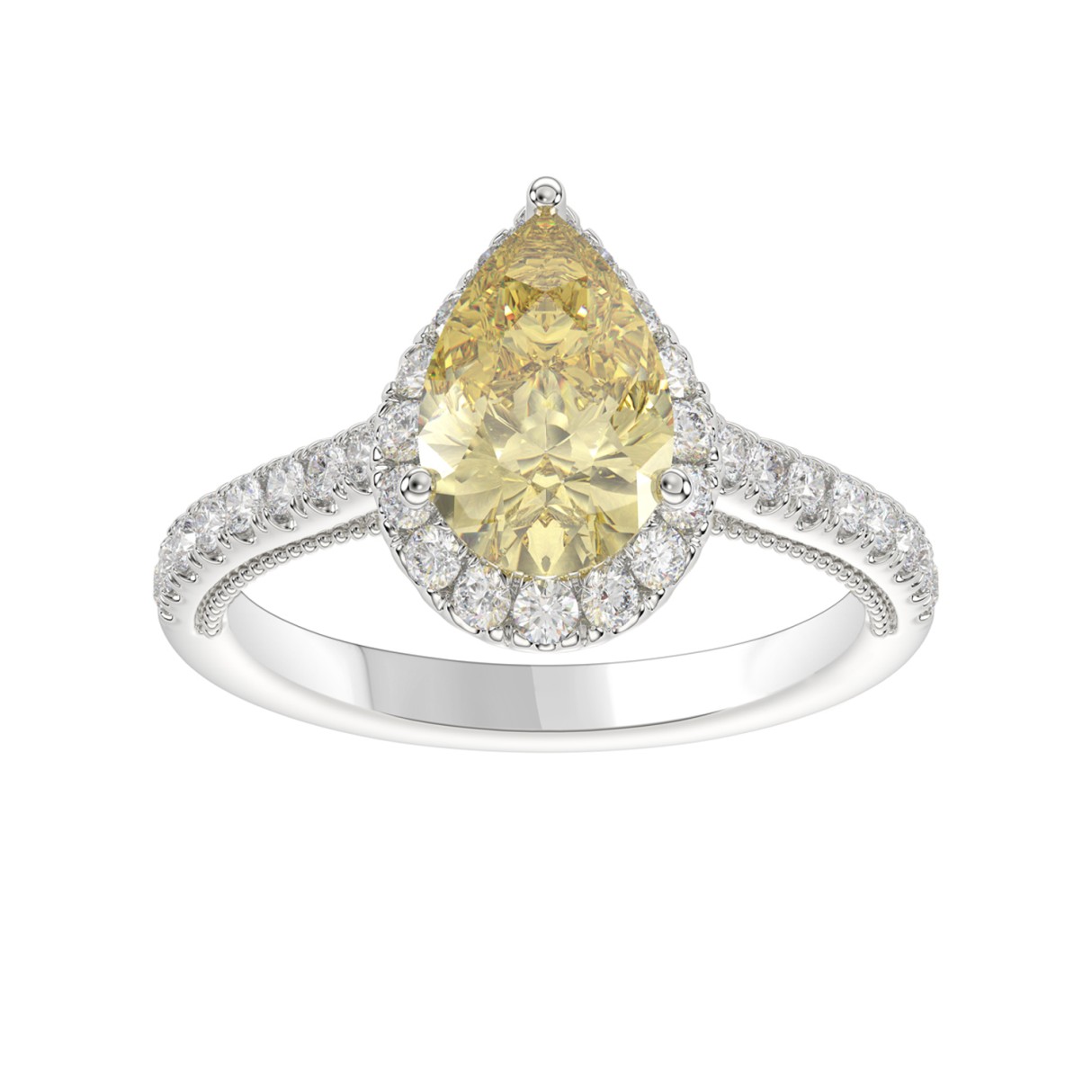 14K WHITE GOLD 2 1/2CT ROUND/PEAR DIMAOND LADIES R...