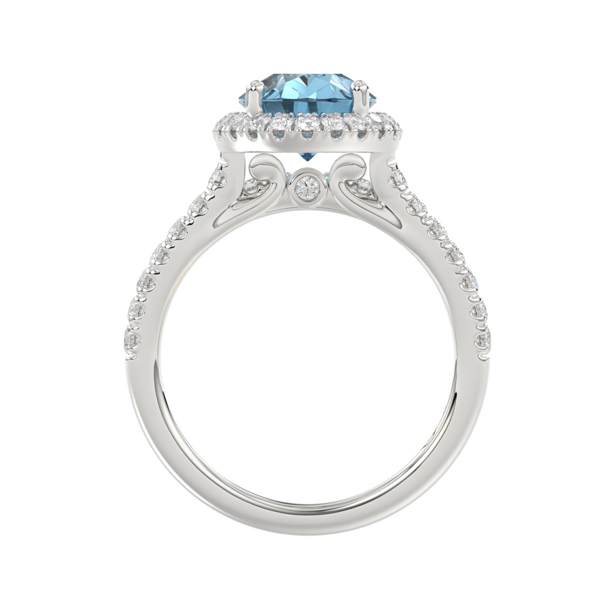 14K WHITE GOLD 4.00CT ROUND/PEAR DIAMOND LADIES BRIDAL SET (CENTER STONE PEAR BLUE DIAMOND 3.00CT)