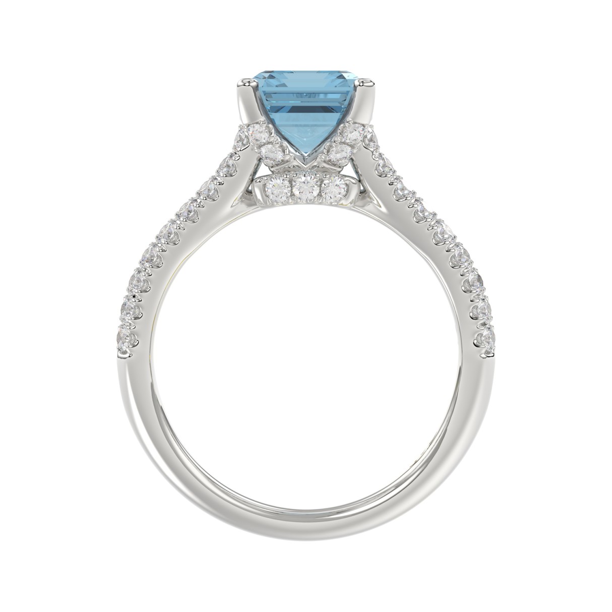 14K WHITE GOLD 4.00CT ROUND/RADIANT/BAGUETTE DIAMOND LADIES RING (CENTER STONE RADIANT BLUE DIAMOND 3.00CT)