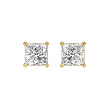 10K YELLOW GOLD 4.00CTCT PRINCESS DIAMOND LADIES SOLITAIRE EARRINGS