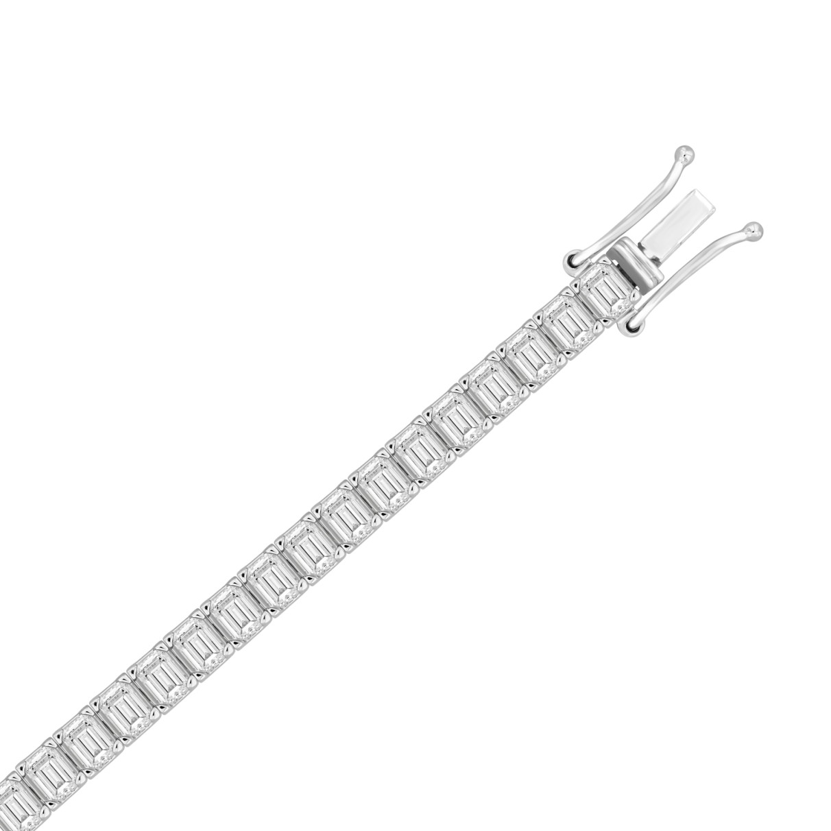 18K WHITE GOLD 8.00CT EMERALD DIAMOND LADIES BRACELET