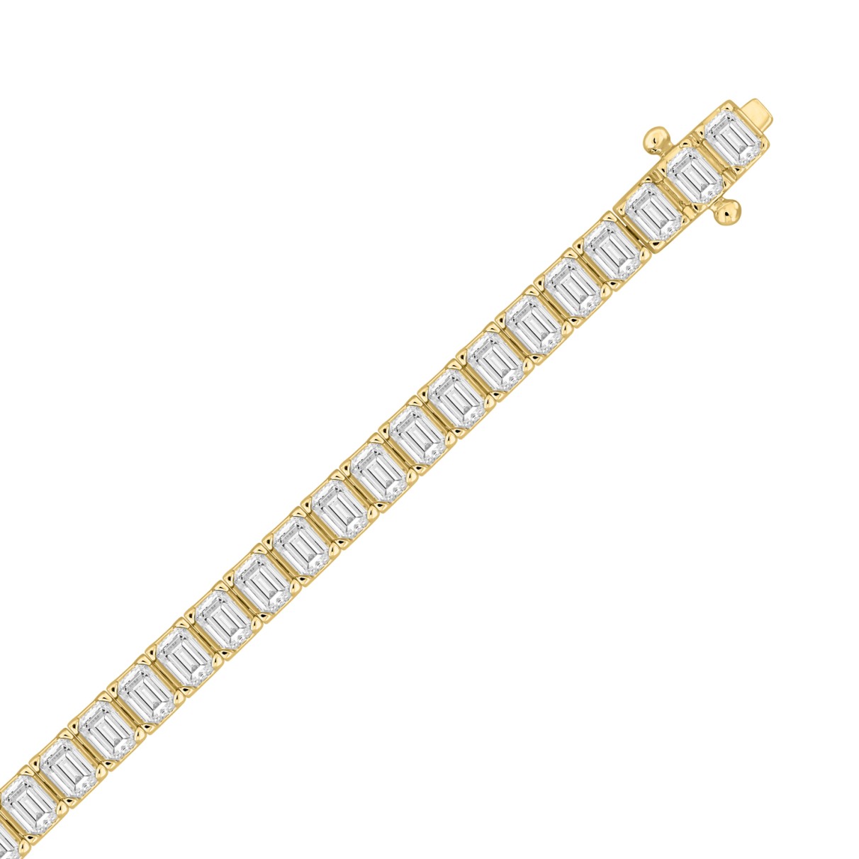 18K YELLOW GOLD 8.00CT EMERALD DIAMOND LADIES BRACELET