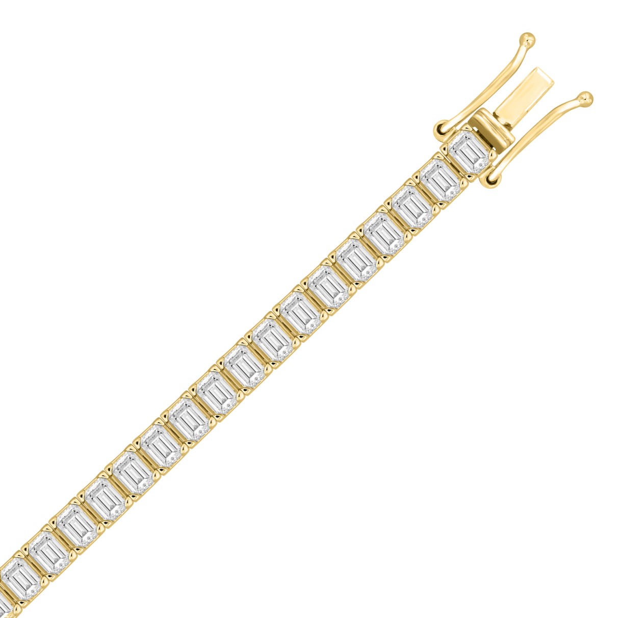 18K YELLOW GOLD 8.00CT EMERALD DIAMOND LADIES BRACELET