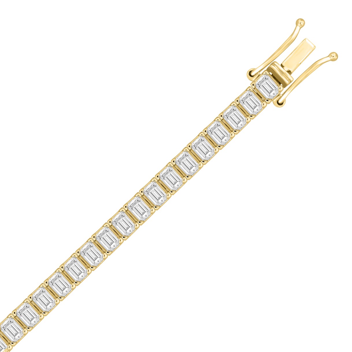 18K YELLOW GOLD 8.00CT EMERALD DIAMOND LADIES BRACELET