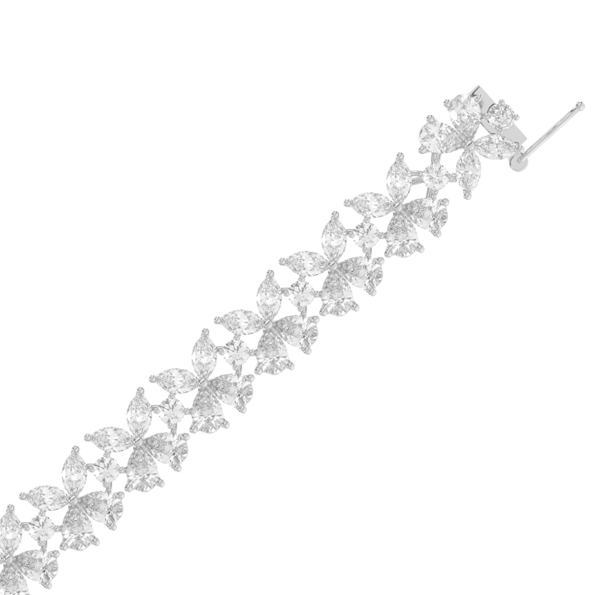 18K WHITE GOLD 11 1/2CT ROUND/PEAR/MARQUISE DIAMOND LADIES BRACELET