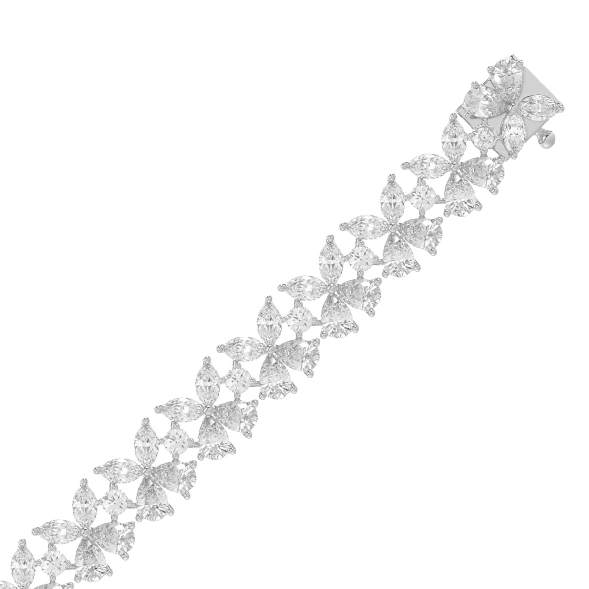 18K WHITE GOLD 11 1/2CT ROUND/PEAR/MARQUISE DIAMOND LADIES BRACELET