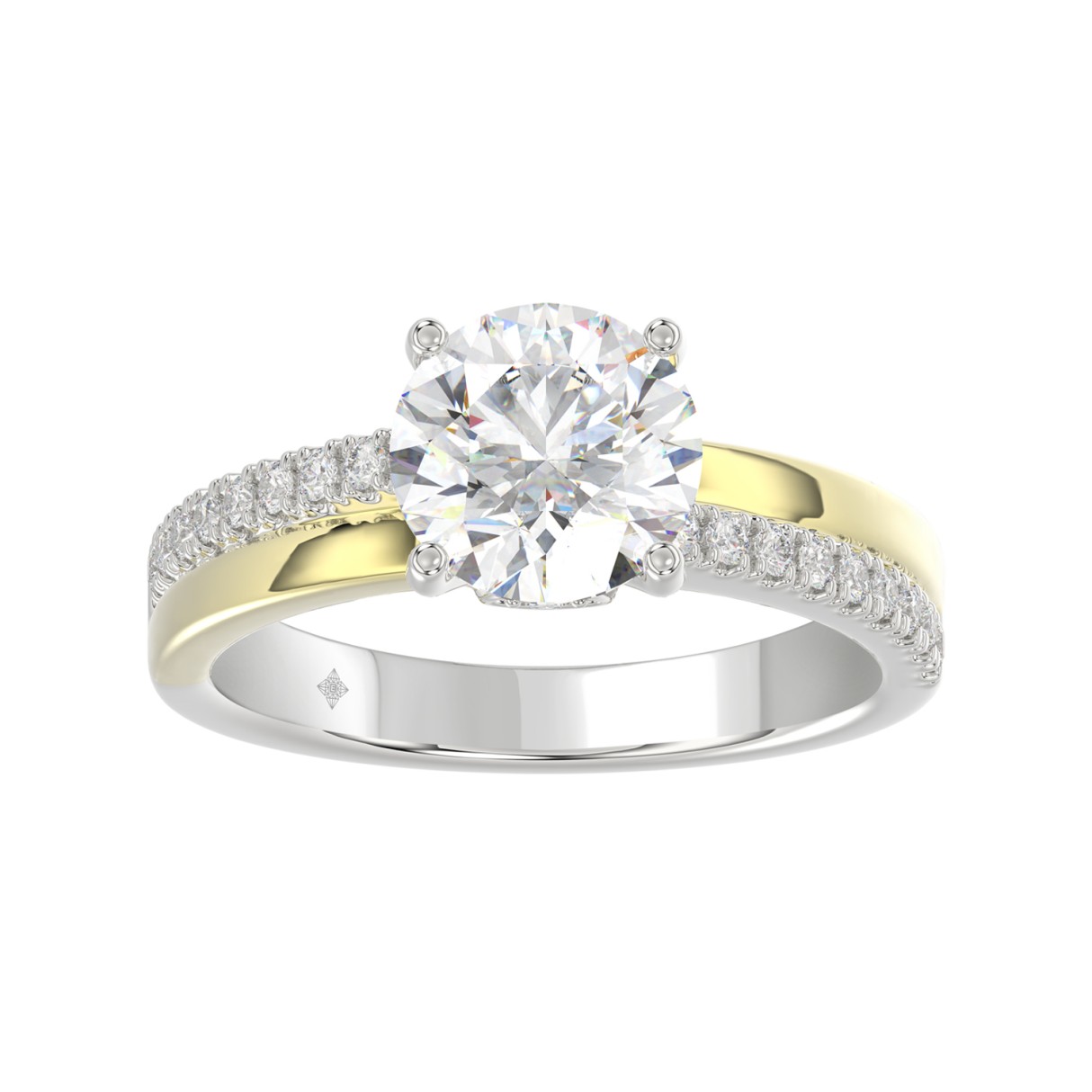 14K WHITE/YELLOW GOLD 2 1/4CT ROUND DIAMOND LADIES RING (CENTER STONE ROUND DIAMOND 2CT)